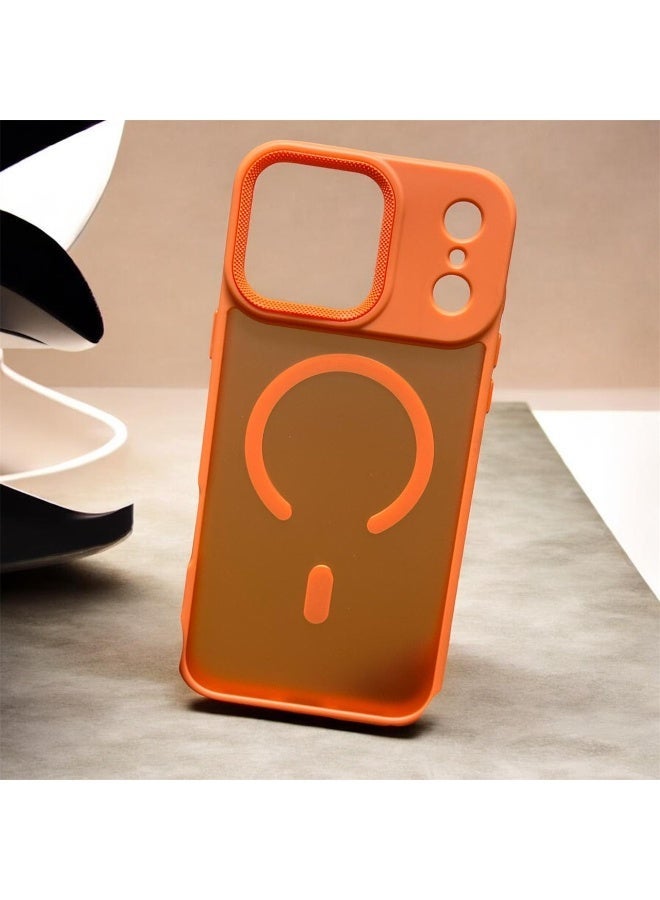 جراب مغناطيسي لهاتف آيفون 17 برو ماكس 6.9 بوصة، متوافق مع MagSafe، جراب آيفون 17 برو ماكس، جراب هاتف محمول شفاف غير لامع، خلفي، رفيع، مقاوم للصدمات، جراب واقٍ، برتقالي - Image 1